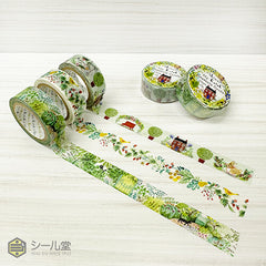 Cute Kawaii Shinzi Katoh Washi / Masking Deco Tape - Country Garden ♥ Cat - for Scrapbooking Journal Planner Craft