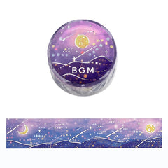 Cute Kawaii BGM Washi / Masking Deco Tape - Majestic Night Light City Stars Luminous Twinkle B - for Scrapbooking Journal Planner Craft