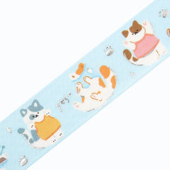 Cute Kawaii BGM Washi / Masking Deco Tape - Playful Cat Kitten Feline Pet Ball of Yarn - for Scrapbooking Journal Planner Craft