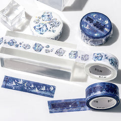 Cute Kawaii BGM Washi / Masking Deco Tape - Foil Stamping / Accents - Cold Ice Cubes Blue Party - for Scrapbooking Journal Planner Craft Stationery Agenda Schedule
