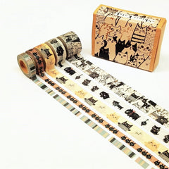 Cute Kawaii Shinzi Katoh Washi / Masking Deco Tape Set - Cat Feline Kitten Pet - for Scrapbooking Journal Planner Organizer Schedule Craft