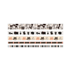Cute Kawaii Shinzi Katoh Washi / Masking Deco Tape Set - Cat Feline Kitten Pet - for Scrapbooking Journal Planner Organizer Schedule Craft