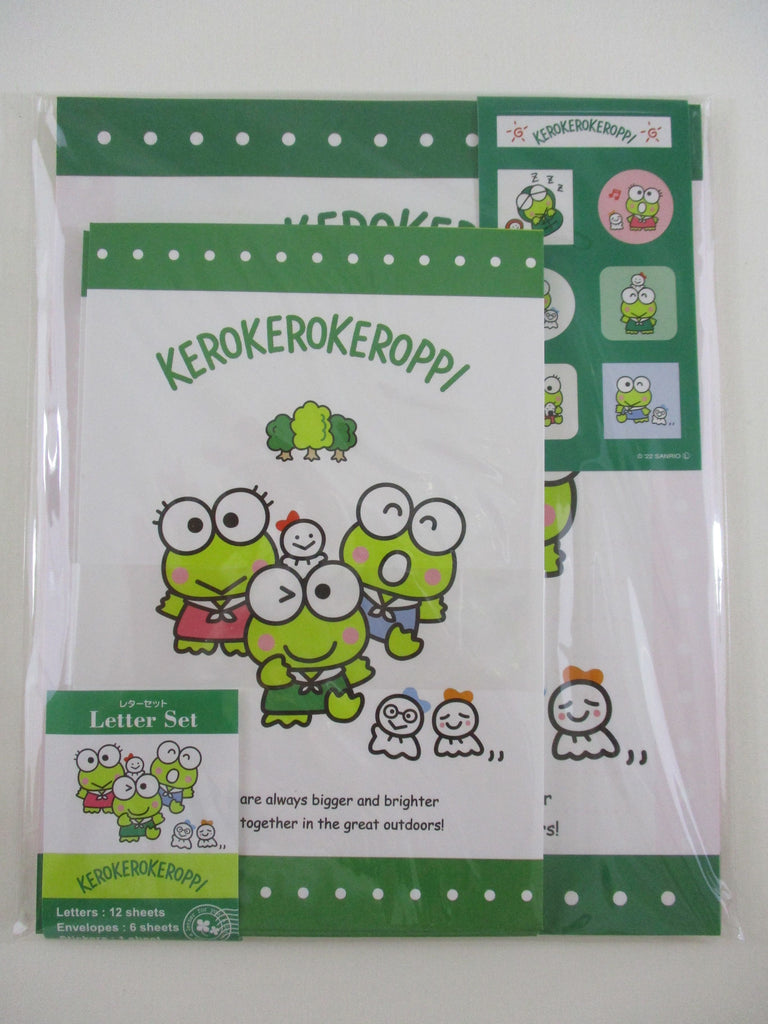 Cute Kawaii ‧₊ ᵎᵎ 🍒 ⋅ ˚✮ Sanrio ❤︎ Keroppi Frog Letter Set Pack - Stationery Writing Paper Envelope Penpal Gift preowned