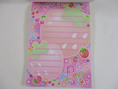 Cute Kawaii HTF Vintage Collectible Q-lia Pop Fruits 4 x 6 Inch Notepad / Memo Pad - Stationery Designer Paper Collection