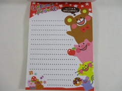 Cute Kawaii HTF Vintage Collectible Q-lia Bear friends Welcome Animal 4 x 6 Inch Notepad / Memo Pad - Stationery Designer Paper Collection