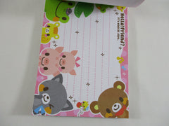 Cute Kawaii HTF Vintage Collectible Q-lia Bear friends Hello Friend 4 x 6 Inch Notepad / Memo Pad - Stationery Designer Paper Collection