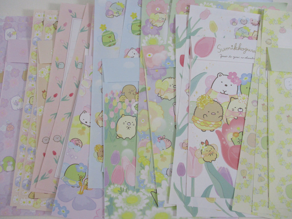 Cute Kawaii San-X Sumikko Gurashi 8 Flower Garden Letter Sets - Writing Paper Envelope Stationery Penpal