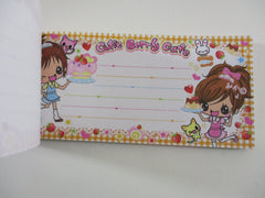 Cute Kawaii HTF Q-lia Girls Cutie Berry Coupon Style 3.25 x 6.75 Inch Notepad / Memo Pad - Stationery Designer Paper Collection - Vintage HTF