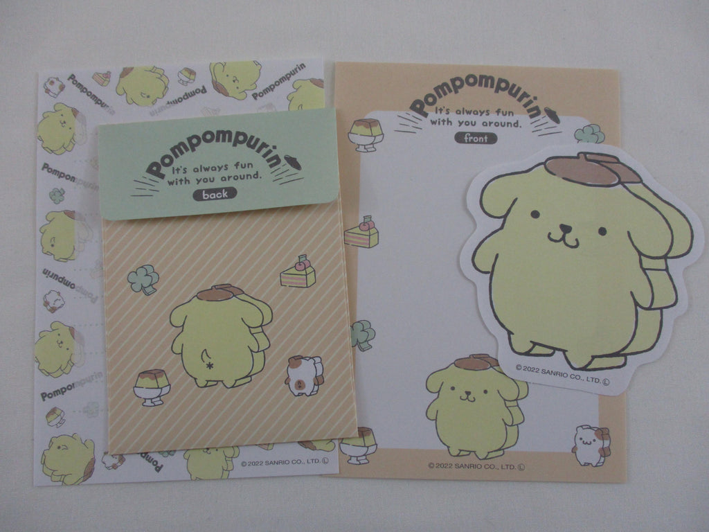 Cute Kawaii Sanrio Pom Pom Purin Mini Letter Set C - Small Writing Note Envelope Set Stationery