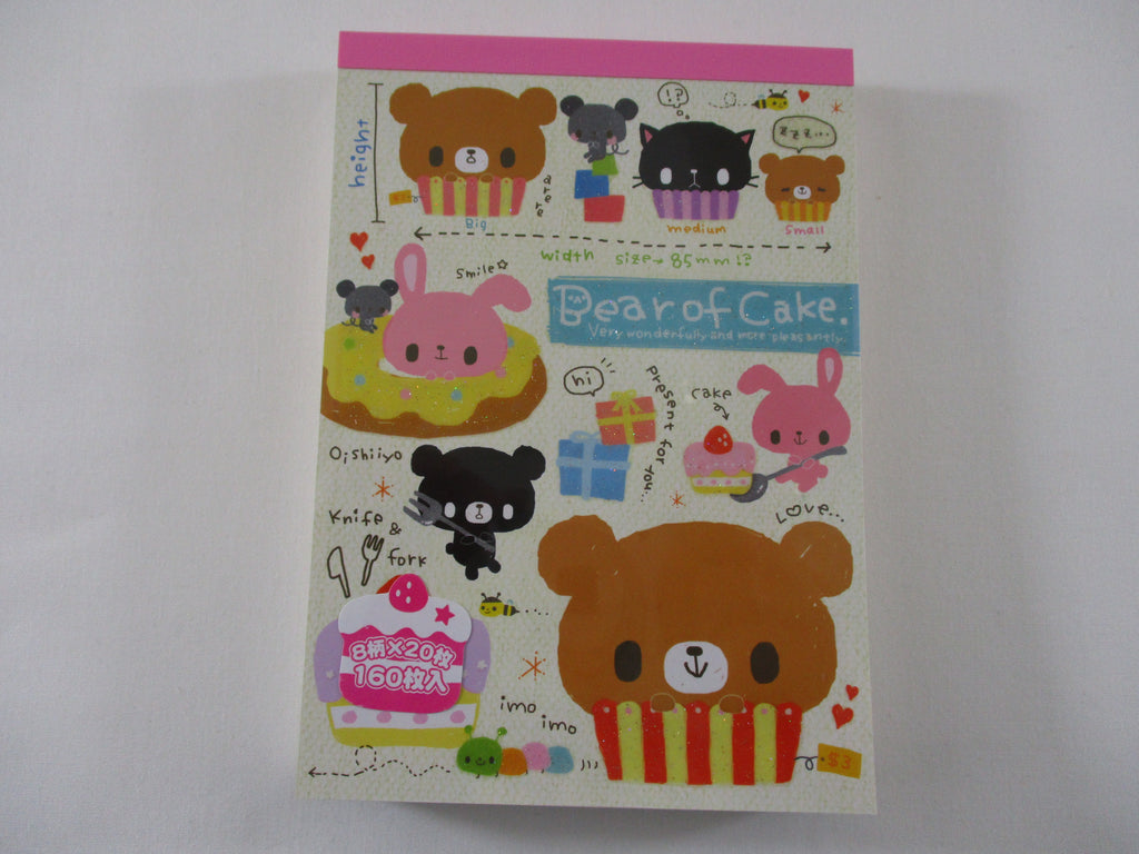 Rare ❤︎ Vintage *ੈ✩‧₊˚ Collectible ✿ Gift - Cute Kawaii VHTF Vintage Rare Collectible Crux Bear of Cake Cupcake 4 x 6 Inch Notepad / Memo Pad - Stationery Designer Paper Collection Gift