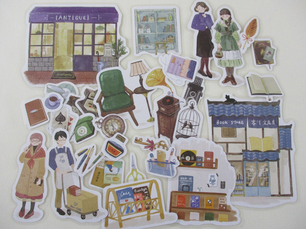 Bookstore and Antique Style Store theme Lifestyle Town Flake stickers Mix - 30 pcs BGM