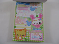 Rare ❤︎ Vintage *ੈ✩‧₊˚ Collectible ✿ Gift - Cute Kawaii VHTF Crux Usa Puri Cat Rabbit Bunny Friends 4 x 6 Inch Notepad / Memo Pad - Stationery Designer Paper Collection Gift