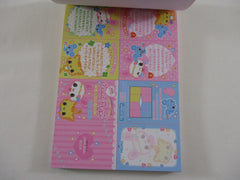 Rare ❤︎ Vintage *ੈ✩‧₊˚ Collectible ✿ Gift - Cute Kawaii VHTF Crux Usa Puri Cat Rabbit Bunny Friends 4 x 6 Inch Notepad / Memo Pad - Stationery Designer Paper Collection Gift