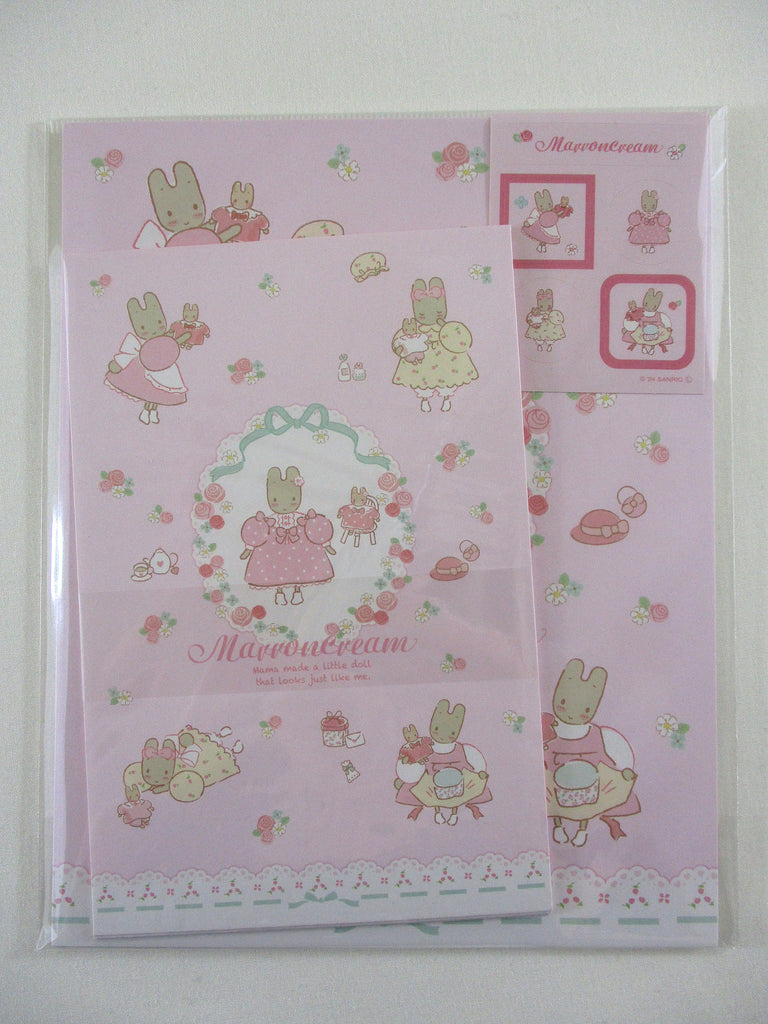 Cute Kawaii ‧₊ ᵎᵎ 🍒 ⋅ ˚✮ Sanrio ❤︎ Marron Cream Rabbit Letter Set Pack - Stationery Writing Paper Envelope Penpal Gift preowned