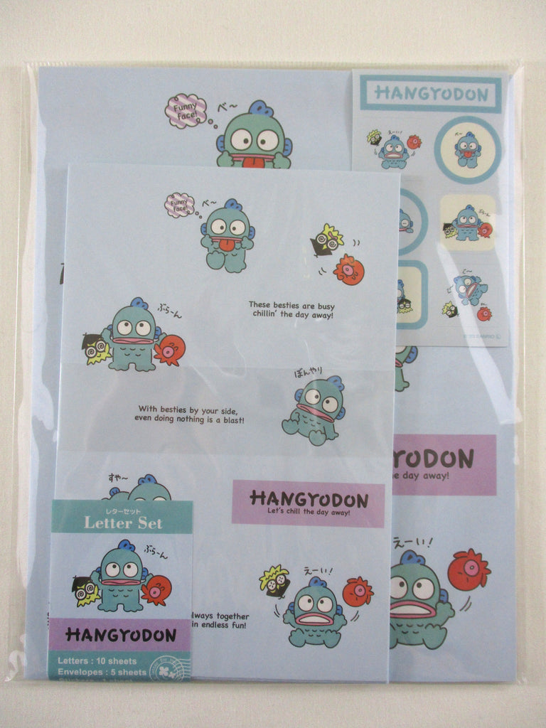 Cute Kawaii ‧₊ ᵎᵎ 🍒 ⋅ ˚✮ Sanrio ❤︎ Hangyodon Letter Set Pack - Stationery Writing Paper Envelope Penpal Gift preowned