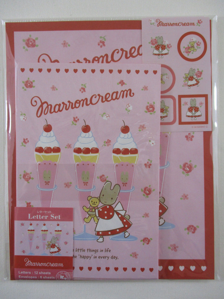 Cute Kawaii ‧₊ ᵎᵎ 🍒 ⋅ ˚✮ Sanrio ❤︎ Marron Cream Rabbit Letter Set Pack - Stationery Writing Paper Envelope Penpal