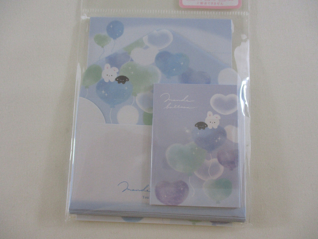 Cute Kawaii Q-Lia Balloon Bunny Rabbit Puppy MINI Letter Set Pack - Stationery Writing Note Paper Envelope Gift Surprise Note