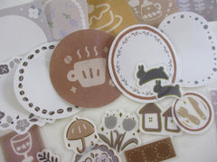 Bunny and Coffee theme Write on message Label and Deco Flake Stickers - 20 pcs - cute kawaii Gift