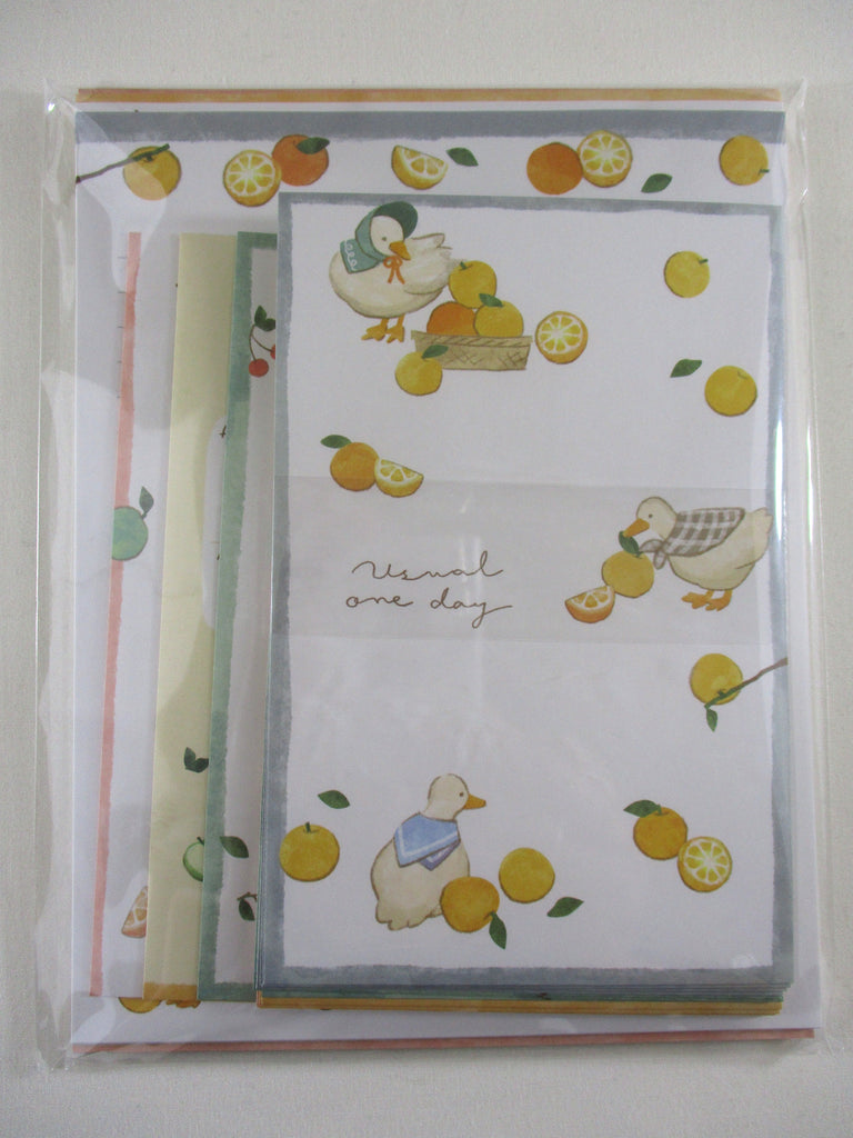 Cute Kawaii Crux Duck Orange Farm Letter Set Pack - Stationery Writing Paper Envelope Penpal Gift