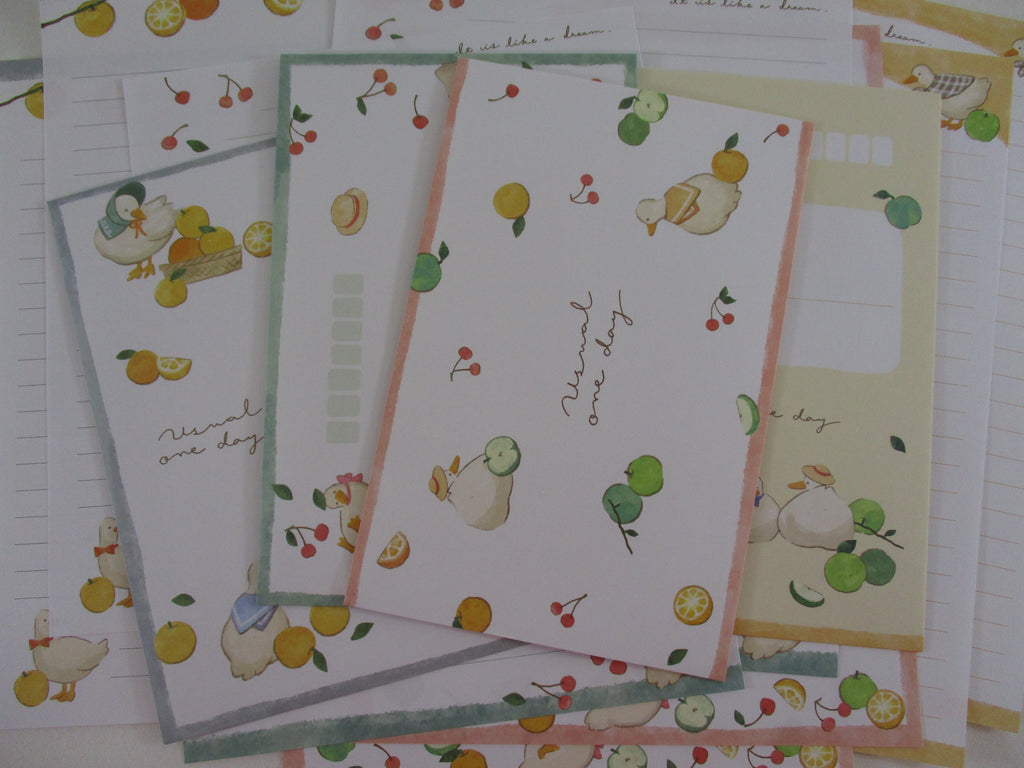 Cute Kawaaii Crux Duck Farm Fruit Orange Apple Letter Sets - Stationery Writing Paper Envelope Penpal Gift