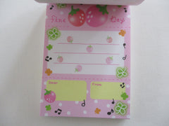 Cute Kawaii Q-Lia Fine Day Strawberry Midi Mini Notepad / Memo Pad - Stationery Designer Paper Diary Journal Penpal Gift