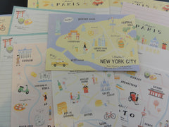 Cute Kawaii Kamio Travel Paris NY Roma Japan Letter Sets Stationery