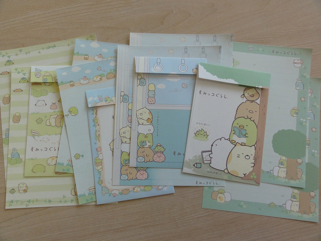 Cute Kawaii HTF San-X Sumikko Gurashi Green Nature Letter Sets - Stationery Writing Letter Envelope Gift
