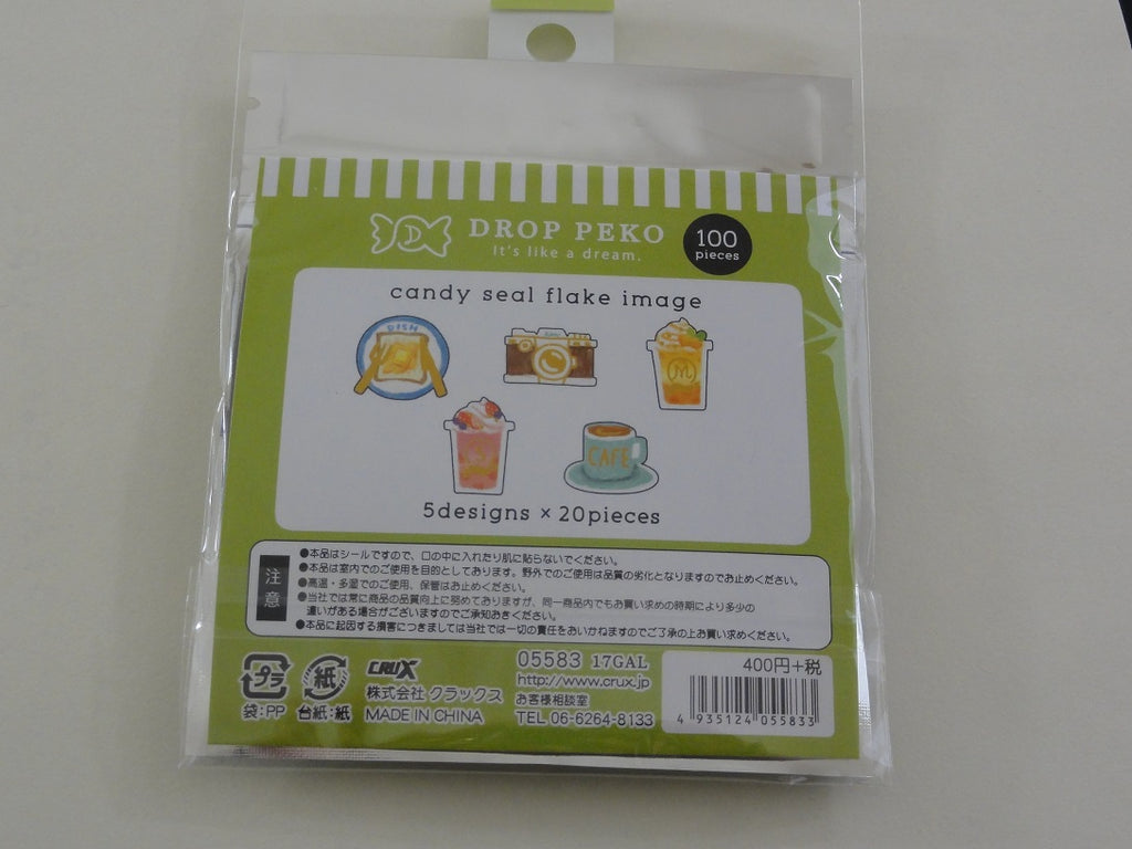 Cute Kawaii Crux Candy Drop Style Flake Stickers Sack - Food and Travel - for Journal Planner Agenda Craft Scrapbook