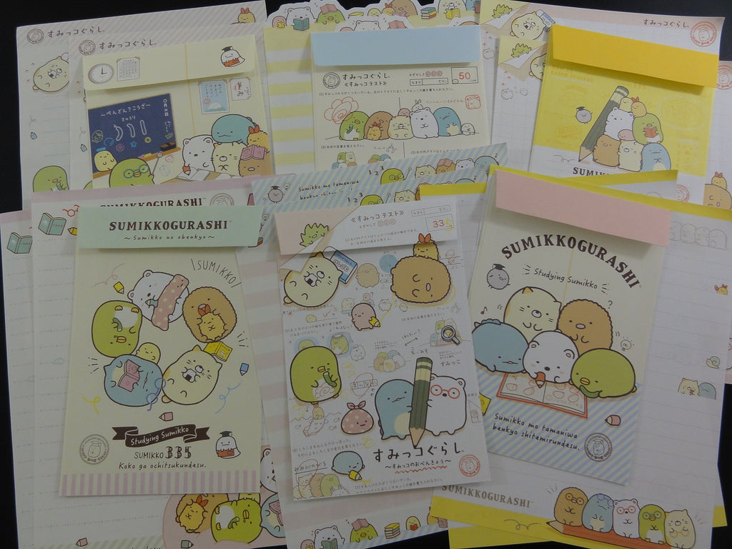 Kawaii Cute San-X Sumikko Gurashi Group Exam Study Letter Writing Paper + Envelope Theme Stationery Set