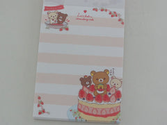 Kawaii Cute San-X Rilakkuma Bear Strawberry Mini Notepad / Memo Pad - A - Note Writing Stationery Designer Collectible