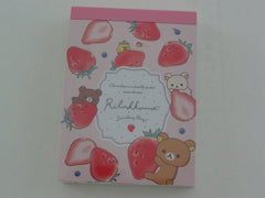 Kawaii Cute San-X Rilakkuma Bear Strawberry Mini Notepad / Memo Pad - C - Note Writing Stationery Designer Collectible