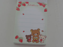 Kawaii Cute San-X Rilakkuma Bear Strawberry Mini Notepad / Memo Pad - D - Note Writing Stationery Designer Collectible