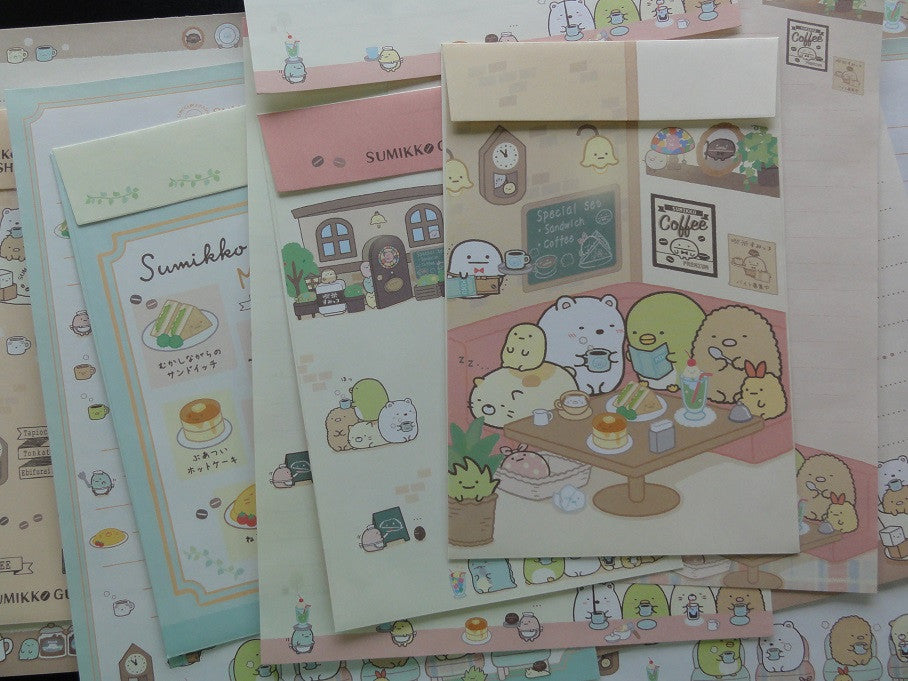 Cute Kawaii HTF San-X Sumikko Gurashi Coffee Shop Letter Sets - Stationery Writing Paper Envelope Gift