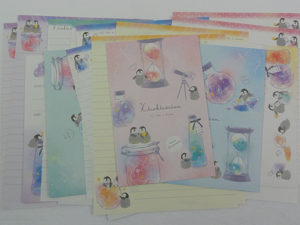 Crux Kirakirarium Penguin Star Watch Letter Sets - Stationery Writing Paper Envelope