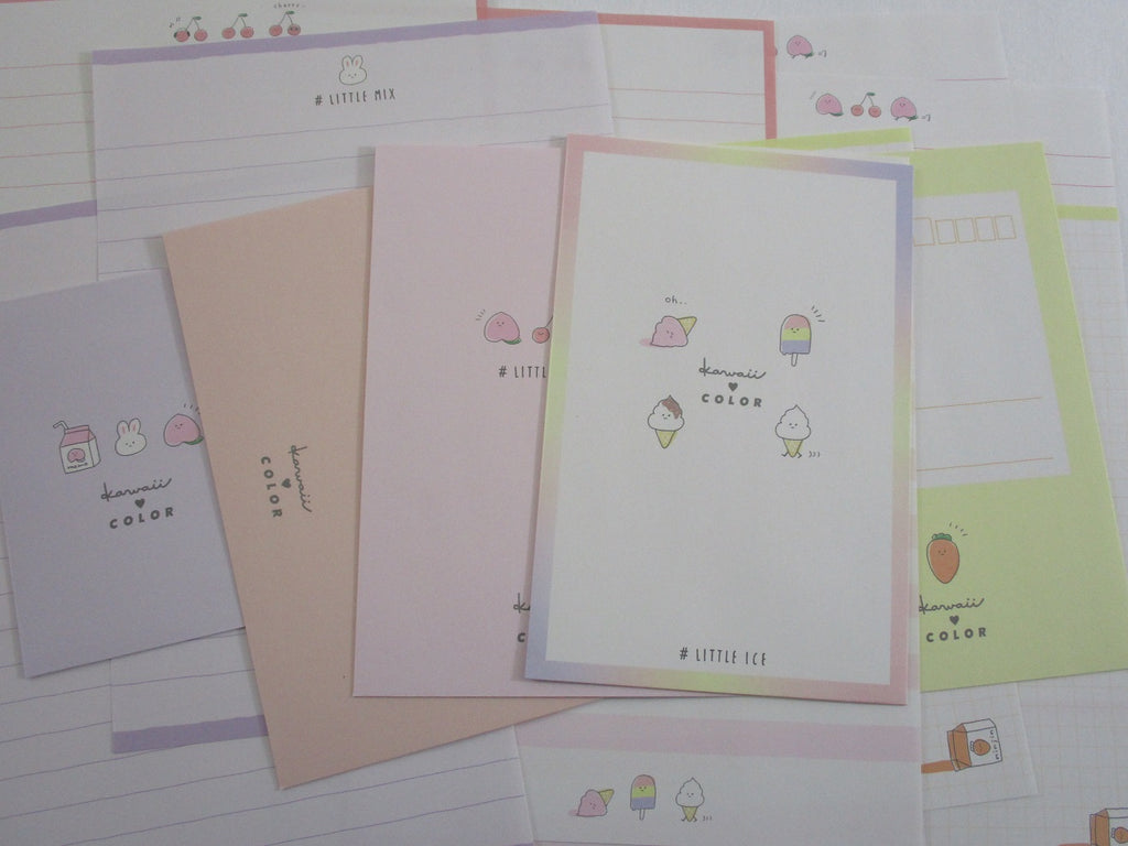 Cute Kawaii Kamio Little Fruits Cherry Ice Cream Milk Letter Sets Stationery - writing paper envelope