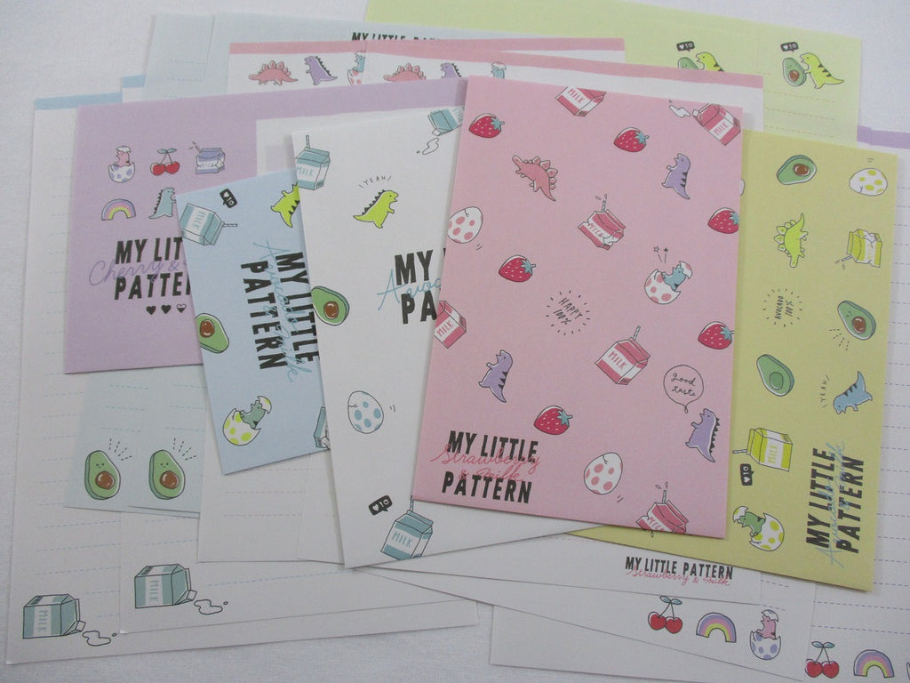 Crux My Little Pattern - Dino Dinosaurs Strawberry Milk Letter Sets - Stationery Writing Paper Envelope