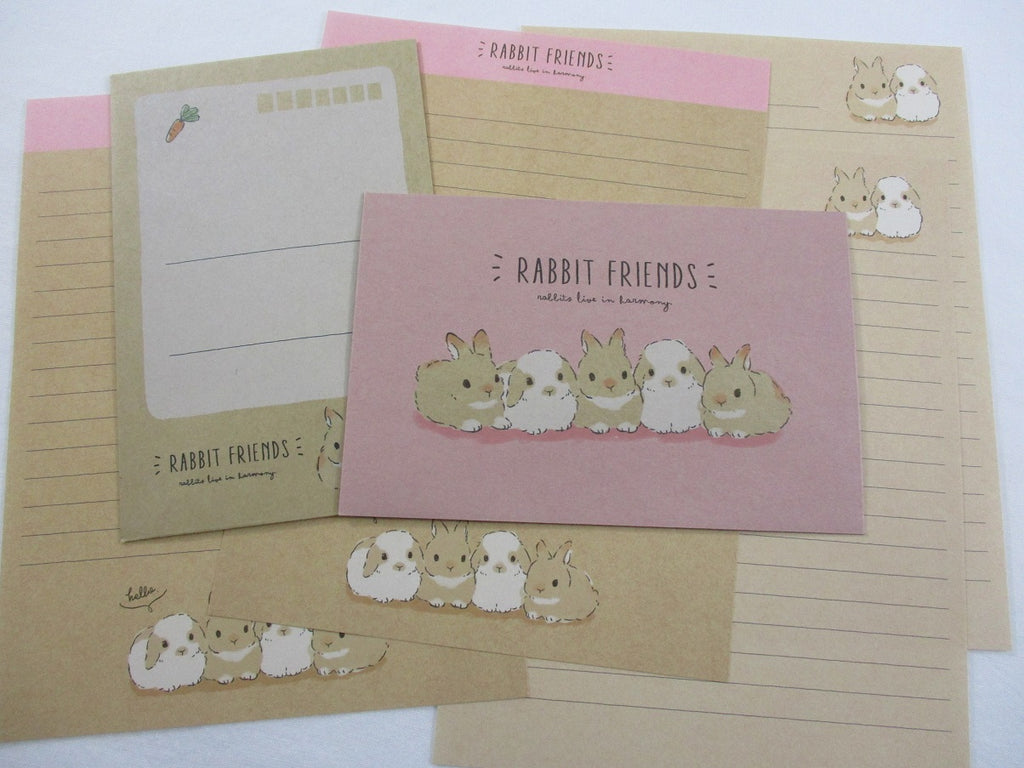 Cute Kawaii Q-Lia Bunny Rabbit Friends Letter Sets - Writing Paper Envelope Stationery