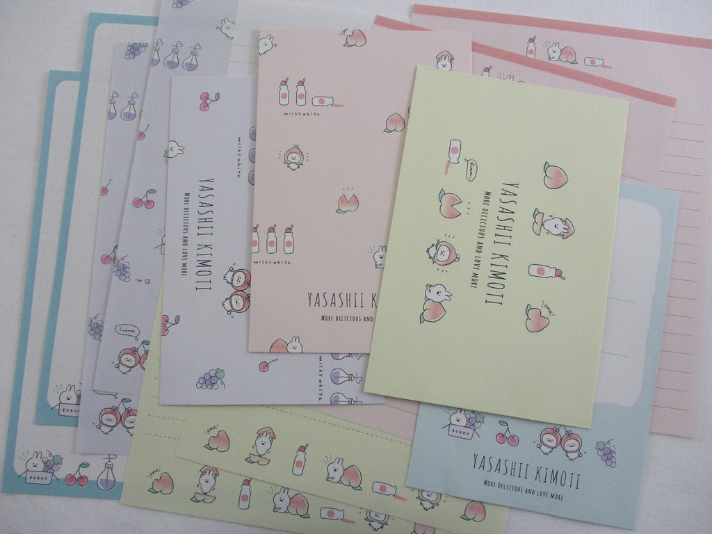 Cute Kawaii Q-Lia Peachy Fruit Milk Letter Sets - Stationery Writing Paper Envelope Penpal