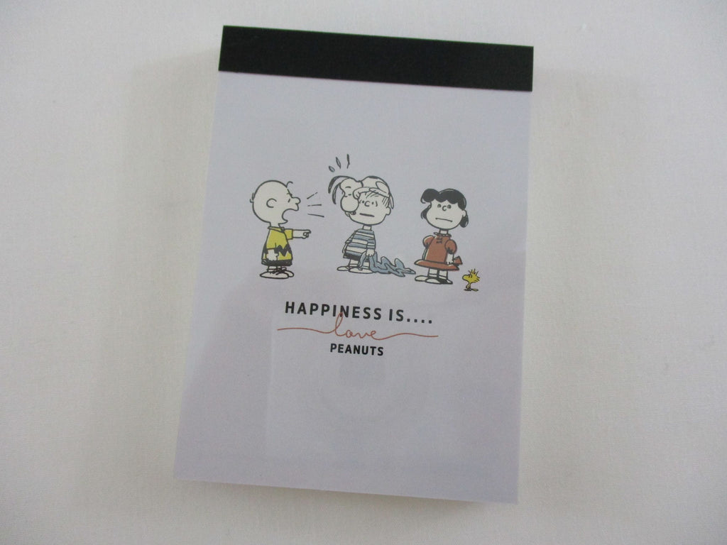 Cute Kawaii Peanuts Snoopy Mini Notepad / Memo Pad Kamio - X Happiness is - Stationery Designer Paper Collection