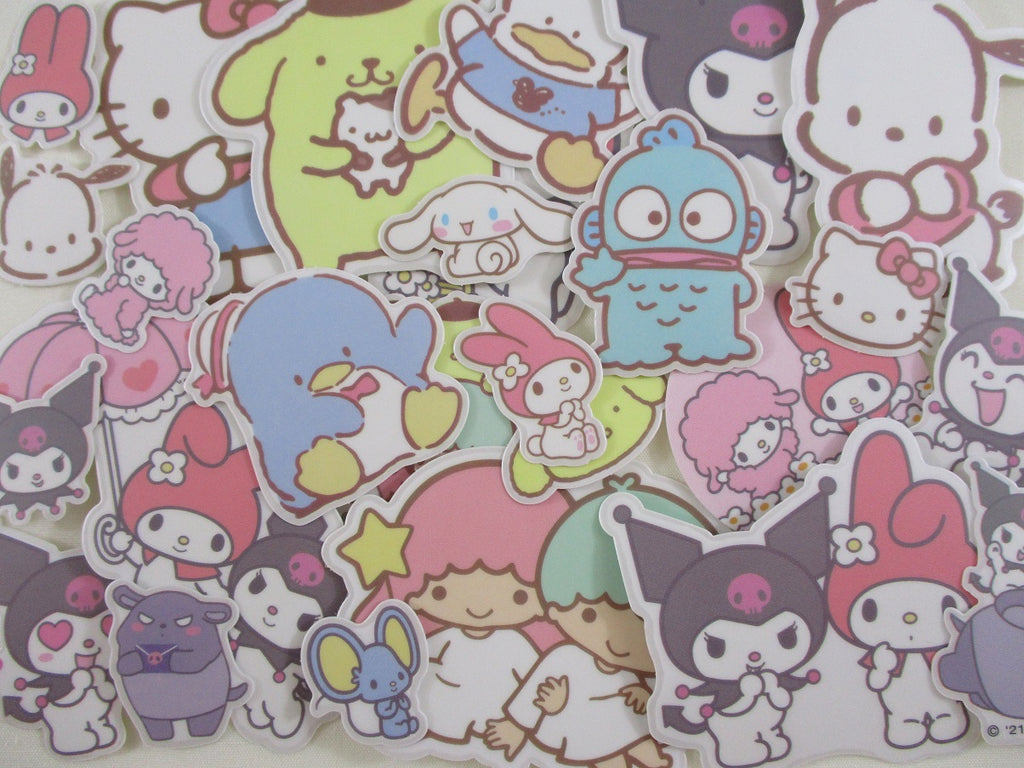 Cinnamoroll Hello Kitty My Melody Kuromi Little Twin Stars Tuxedosam Purin Pekkle Pochacco Flake Sack Stickers 2021 - 26 pcs