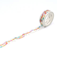 Cute Kawaii World Craft Gold Accents Washi / Masking Deco Tape - Colorful Paper Garland - for Diary Journal Notebook Planner Craft Schedule Scrapbook