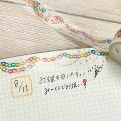 Cute Kawaii World Craft Gold Accents Washi / Masking Deco Tape - Colorful Paper Garland - for Diary Journal Notebook Planner Craft Schedule Scrapbook