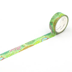 Cute Kawaii World Craft Gold Accents Washi / Masking Deco Tape - Beautiful Green Garden Flower Nature Bloom Spring - for Diary Journal Notebook Planner Craft Schedule Scrapbook Fresh