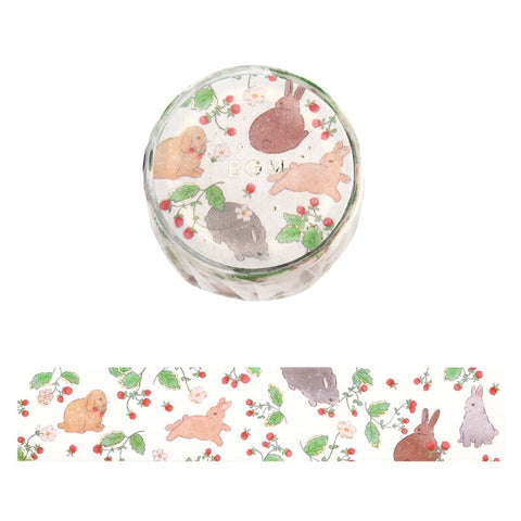 Cute Kawaii BGM Washi / Masking Deco Tape - Rabbit Bunny Hop Easter Pet Gold Accent C - for Scrapbooking Journal Planner Craft