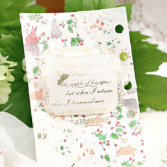 Cute Kawaii BGM Washi / Masking Deco Tape - Rabbit Bunny Hop Easter Pet Gold Accent C - for Scrapbooking Journal Planner Craft