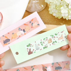 Cute Kawaii BGM Washi / Masking Deco Tape - Rabbit Bunny Hop Easter Pet Gold Accent C - for Scrapbooking Journal Planner Craft