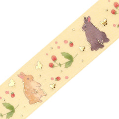 Cute Kawaii BGM Washi / Masking Deco Tape - Rabbit Bunny Hop Easter Pet Gold Accent D - for Scrapbooking Journal Planner Craft