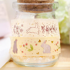 Cute Kawaii BGM Washi / Masking Deco Tape - Rabbit Bunny Hop Easter Pet Gold Accent D - for Scrapbooking Journal Planner Craft