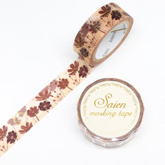 Cute Kawaii Saien Washi / Masking Deco Tape - Autumn Fall Bloom Chocolate Rustic Color Season Nature Forest - for Journal Planner Craft Diary Planner Scrapbook Notebook Art Stationery Gift