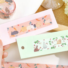 Cute Kawaii BGM Washi / Masking Deco Tape - Rabbit Bunny Hop Easter Pet Gold Accent F - for Scrapbooking Journal Planner Craft